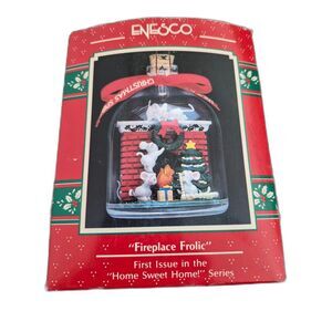 Enesco Fireplace Frolic Mouse Ornament Vintage 1990 Home Sweet Home 1st Issue